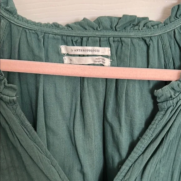 Anthropologie Green Button-Down Dress - Picture 3 of 8